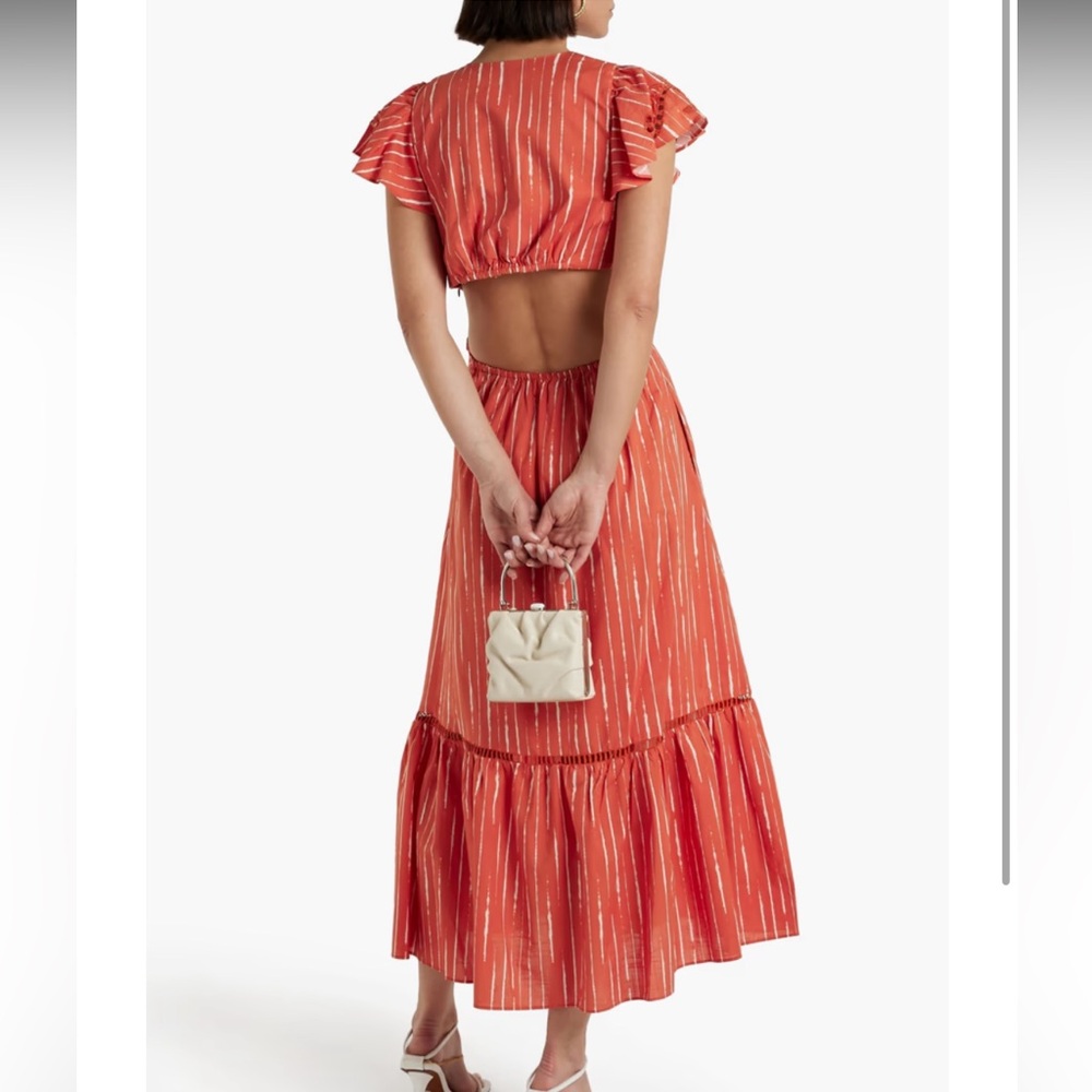 Sachin + Babi Coral and White Striped Midi Dress - Picture 2 of 4